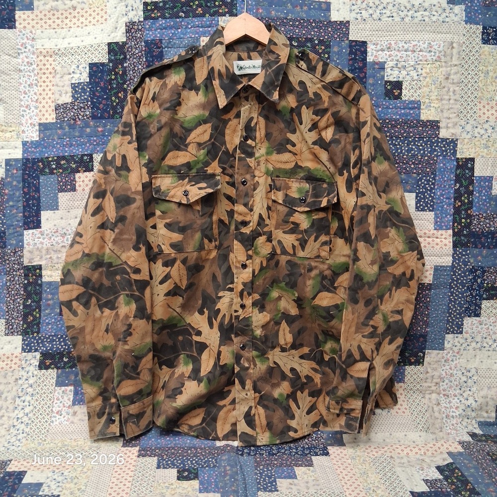 Vintage Gander Mountain Kelly Cooper Fall Leaf Camo Flannel Shirt Size XLT